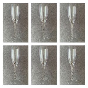 Set of 6 Beautiful champagne flutes with sterling silver shell detail 🍾 🥂